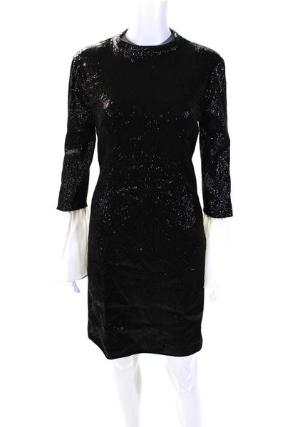 Rachel Zoe Women's Round Neck Bell Sleeves Sequin Mini Dress Black Size 8