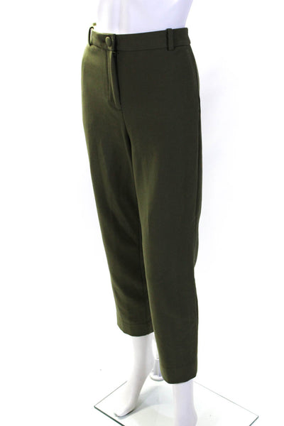 J Crew 365 Womens Cameron High Rise Flat Front Slim Straight Pants Green Size 8