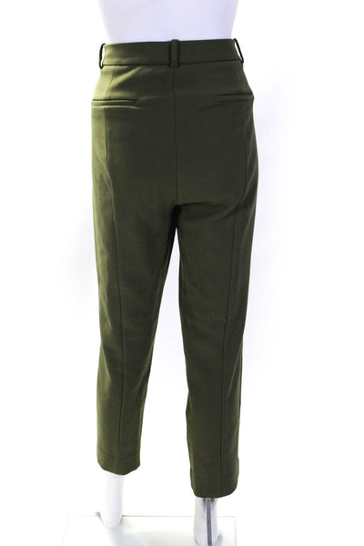 J Crew 365 Womens Cameron High Rise Flat Front Slim Straight Pants Green Size 8