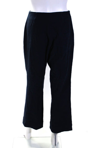 Purificacion Garcia Womens Buttoned Textured Straight Pants Navy Blue Size 36