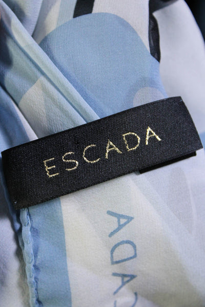 Megan Park Escada Womens 100% Silk Sequined Scarves Beige Gold Tone Blue Lot 2