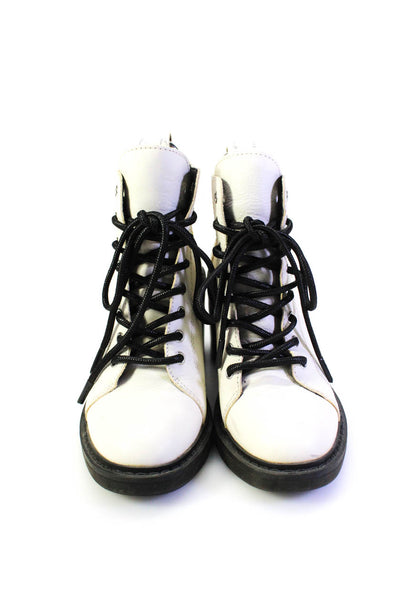 Dolce Vita Womens Leather Block Heel Lace Up Ankle Boots White Size 6.5
