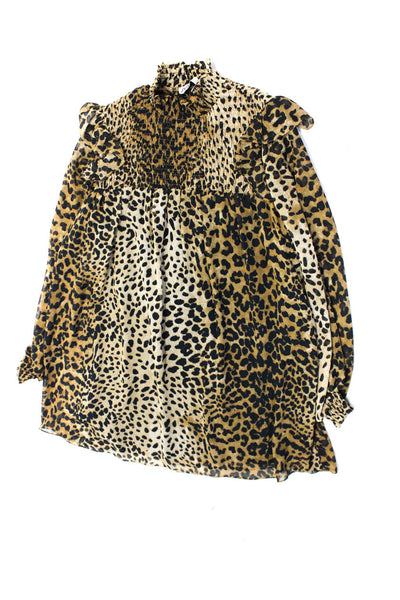 Zara Womens Short Sleeve V Neck Tiered Shift Dress Beige Size M L Lot 3