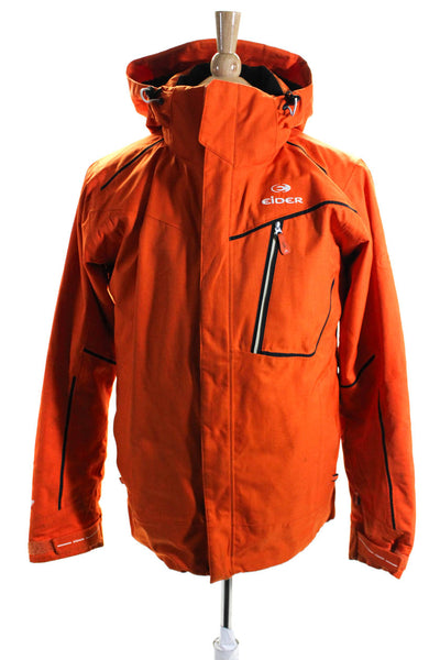Eider Mens Zipped Hook Pile Tape Thermal Long Sleeve Puffer Coat Orange Size M