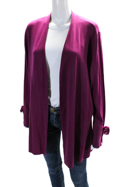 Nic & Zoe Women's Open Front Long Sleeves Cardigan Sweater Purple Size XXL