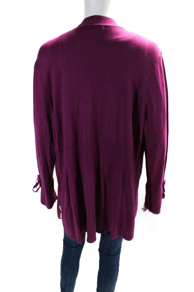 Nic & Zoe Women's Open Front Long Sleeves Cardigan Sweater Purple Size XXL