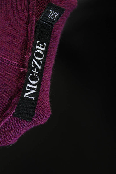 Nic & Zoe Women's Open Front Long Sleeves Cardigan Sweater Purple Size XXL
