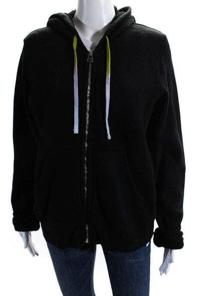 Sundry Womens Long Sleeves Full Zipper Hoodie Black Cotton Size 3