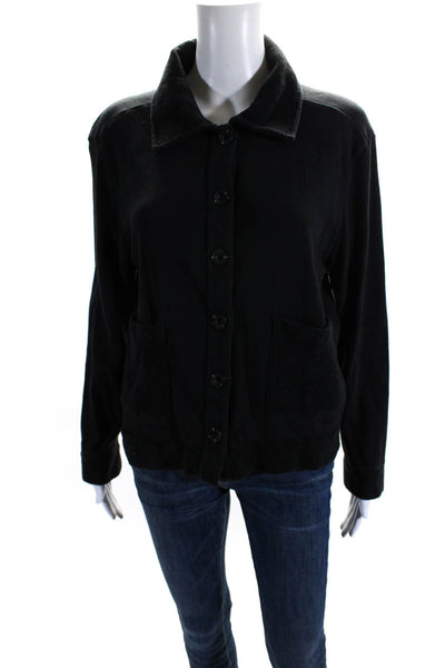 Goldie Womens Long Sleeves Button Down Cardigan Sweater Black Cotton Size Medium