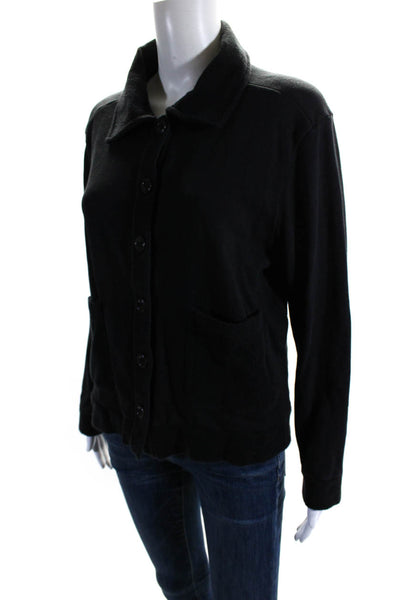 Goldie Womens Long Sleeves Button Down Cardigan Sweater Black Cotton Size Medium