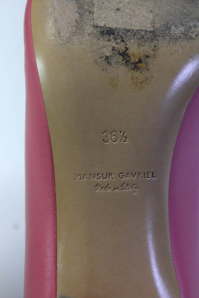 Mansur Gavriel Women's Round Toe Block Heels Leather Slip-On Pumps Pink Size 6.5