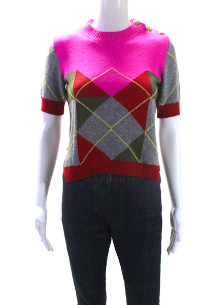 Philosophy Di Lorenzo Serafini Womens Patchwork Geometric Sweater Pink Size 0