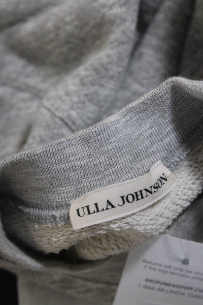 Ulla Johnson Womens Cotton Round Neck Puff Sleeve Blouse Top Gray Size P