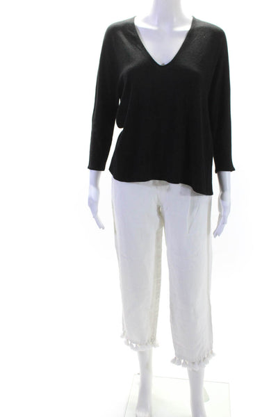 Wilfred Free Women's V-Neck 3/4 Sleeves Blouse Black Size XS Lot 2