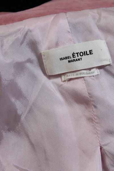 Etoile Isabel Marant Womens Cotton V-Neck Double Breasted Blazer Pink Size 34