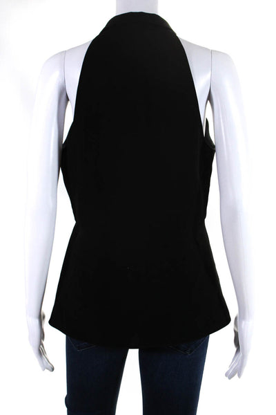 Cinq A Sept Womens High Key Hole Neck Button Down Tank Top Black Size Medium