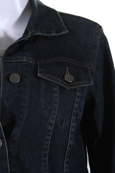 Theory Womens Denim Dark Wash Button Down Jacket Blue Cotton Size Medium