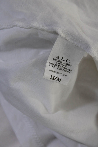 A.L.C. Womens Cotton Jersey Knit Curved Batwing Short Sleeve Shirt White Size M