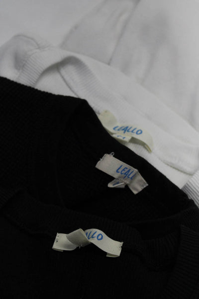 Leallo Womens Cotton Waffle Knit Short Sleeve T shirt Black Size M Lot 3