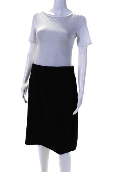 St. John Caviar Womens Elastic Waist Stretch Knit A Line Skirt Black Size 10