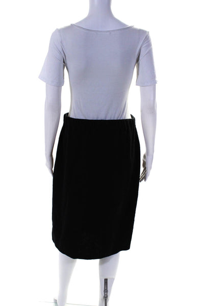 St. John Caviar Womens Elastic Waist Stretch Knit A Line Skirt Black Size 10