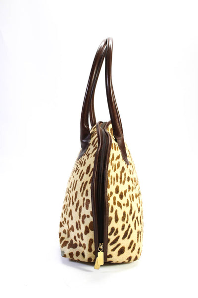 Saks Fifth Avenue Women's Zip Closure Animal Print Top Handle Handbag Size M
