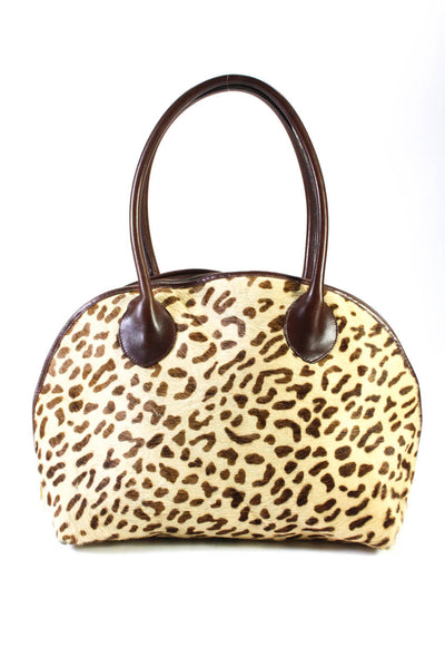 Saks Fifth Avenue Women's Zip Closure Animal Print Top Handle Handbag Size M