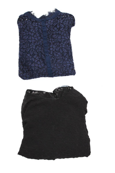 Zara Rachel Zoe Womens Semi Sheer Long Sleeve Blouse Top Black Size XS 2 Lot 2