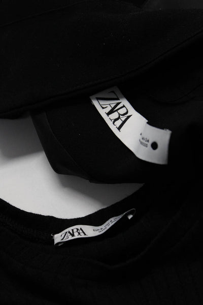 Zara Womens Stretch Ribbed Short Sleeve Maxi Dress Black Size S XS Lot 2