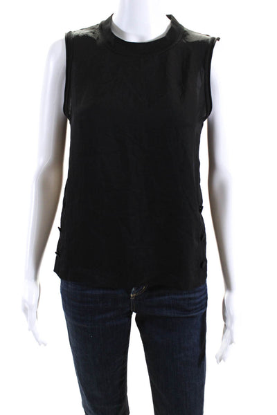 Rag & Bone Womens Round Neck Sleeveless Button Up Tank Top Black Size XS