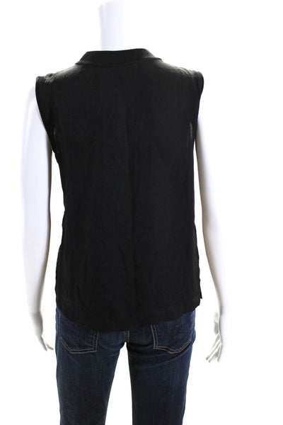 Rag & Bone Womens Round Neck Sleeveless Button Up Tank Top Black Size XS