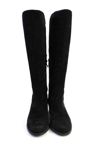 Stuart Weitzman Womens Suede Round Tow Pull On Knee High Boots Black Size 7M