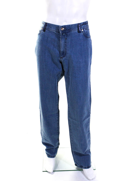 Tardini Mens Blue Medium Wash American Alligator Trim Pockets Jeans Size 58