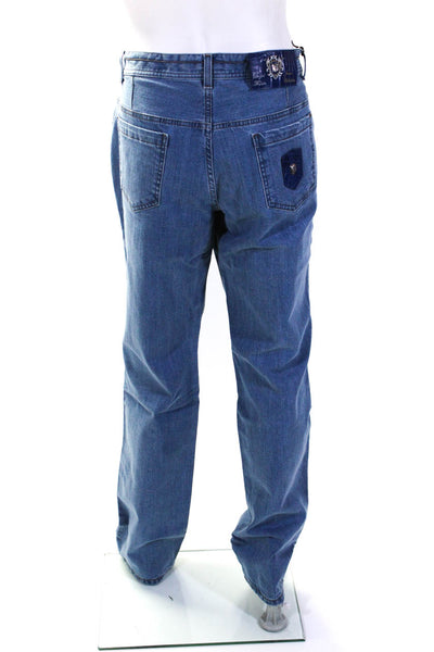 Tardini Mens Blue Medium Wash American Alligator Trim Pockets Jeans Size 58