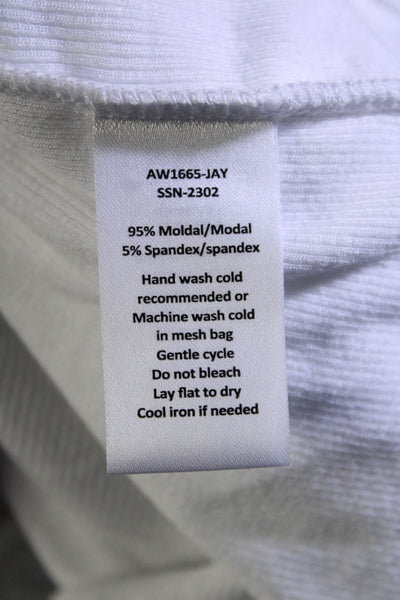 ATM Womens Modal Rib One Shoulder Crop Tank Top Blouse White Size Large