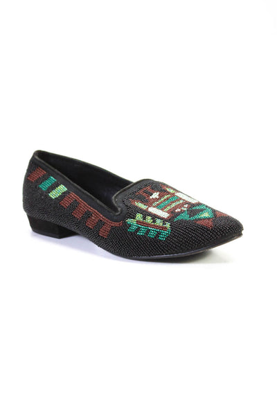 Antik Batik Women's Round Toe Beaded Slip-On Loafer Shoe Black Size 10