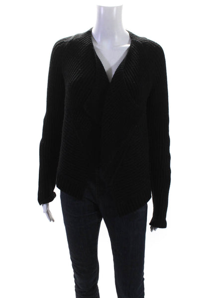 Duffy Womens Cotton Long Sleeve Open Front Cardigan Sweater Black Size XS