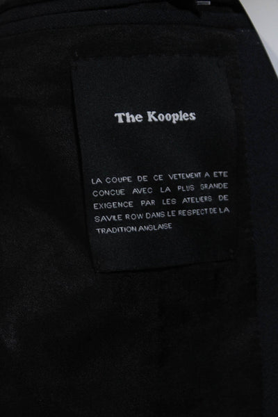 The Kooples Womens Hook Eye Embroidered Motif Blazer Jacket Navy Size 34