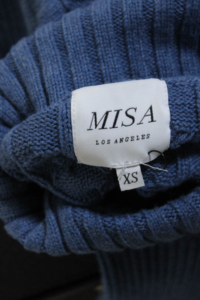 Misa Womens Cotton Turtleneck Cable Knit Sweater Blue Size XS