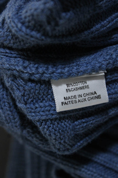 Misa Womens Cotton Turtleneck Cable Knit Sweater Blue Size XS