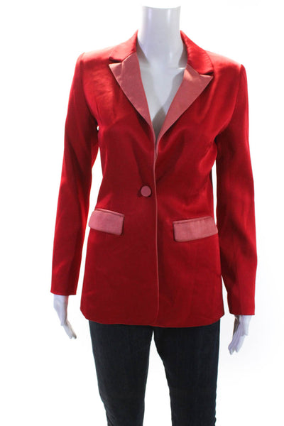Alexis Womens V-Neck Peak Collar Long Sleeve One Button Blazer Red Size XS