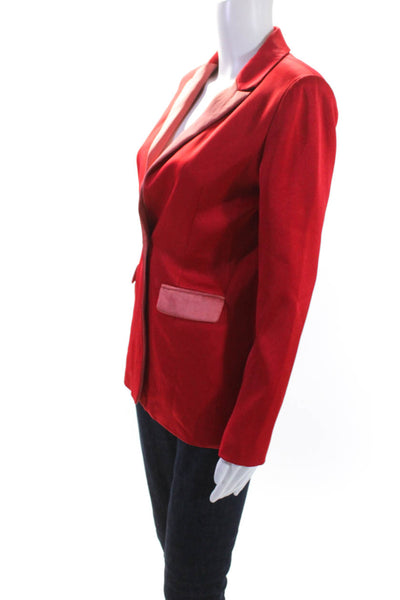 Alexis Womens V-Neck Peak Collar Long Sleeve One Button Blazer Red Size XS