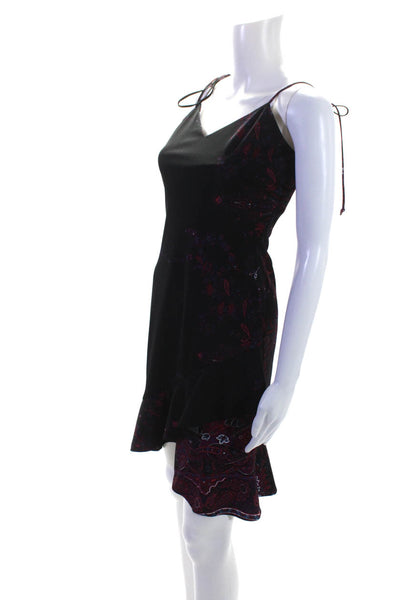 Y Yigal Womens Paisley Adjustable V-Neck Sleeveless Mini Dress Black Size 1