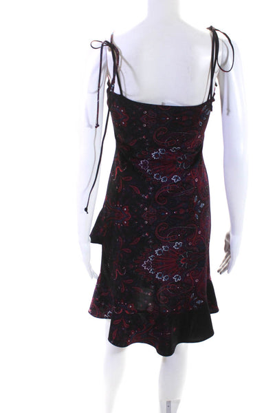 Y Yigal Womens Paisley Adjustable V-Neck Sleeveless Mini Dress Black Size 1