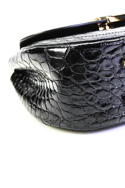 Versace Womens Top Handle Logo Flap Greca Goddess Shoulder Handbag Black Leather