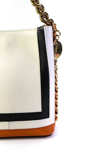 Stella McCartney Womens Chain Top Handle Colorblock Frayme Handbag White Black B