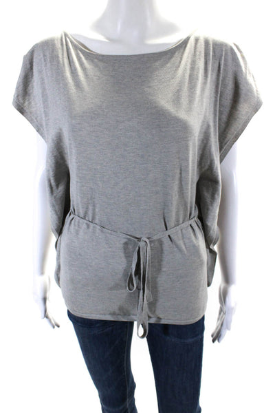 Max Mara Womens Silk Blend Short Sleeves Sweater Heather Gray Size Small