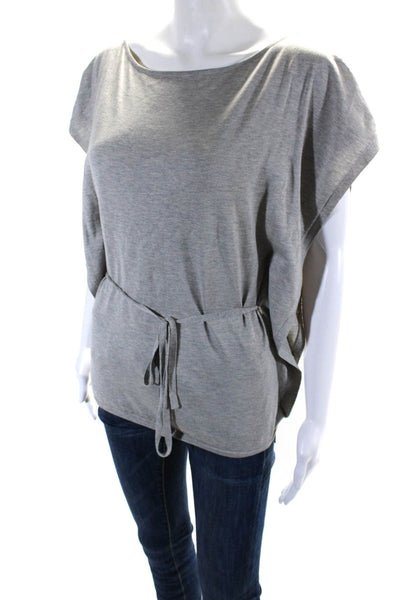 Max Mara Womens Silk Blend Short Sleeves Sweater Heather Gray Size Small