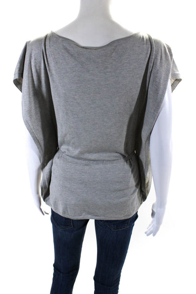 Max Mara Womens Silk Blend Short Sleeves Sweater Heather Gray Size Small