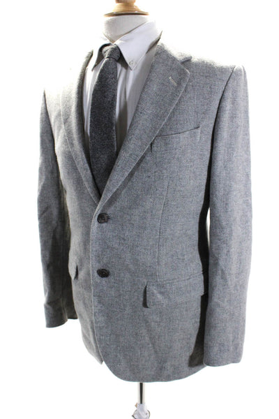 Gant Rugger Mens Wool Tweed Double Vented Two Button Blazer Jacket Gray Size 39
